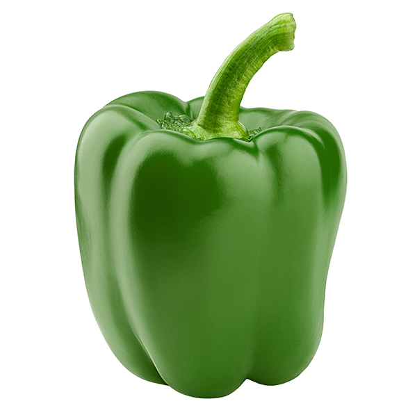 sweet green pepper, paprika, isolated on white background, clipping path, full depth of field